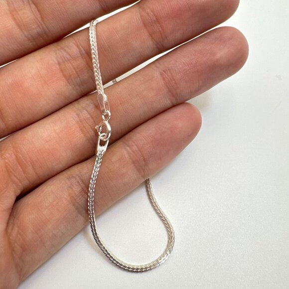 VTG Sterling Silver 925 Foxtail Link Chain Bracelet Spring Ring Clasp Size 7.25" - Picture 8 of 12